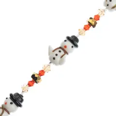 Crystal Lane DIY 7" Lampwork Designer Holiday Glass Bead Mix Strand Snowman Hugs