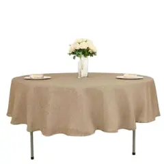 90-Inch NATURAL Round Faux Burlap Tablecloth Tablecloth Wedding Decorations