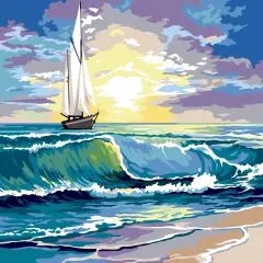 Needlepoint canvas for halfstitch without yarn Beyond the Wave SE929.730 Seg De Paris Printed Tapestry Canvas