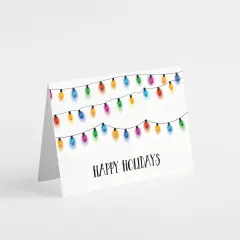 Holiday Lights Christmas Cards - 24-Pack Festive Greeting Cards with Colorful String Lights and "Happy Holidays" Message, Perfect for Sharing Holiday Cheer, Blank Inside for Personalized Wishes - Bright and Cheerful Stationery Set