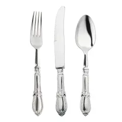 Silver Baroque Disposable Plastic Cutlery Set (240 Guests)