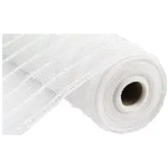 10" White Snowdrift Cotton Ball Mesh Ribbon