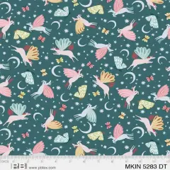 Green Teal Mystical Kingdom Unicorns 44"/45" Fabric Per Yard
