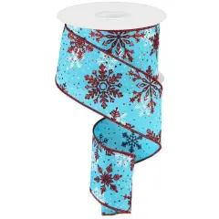 2.5" Multi Snowflake Ribbon: Turquoise (10 Yards)
