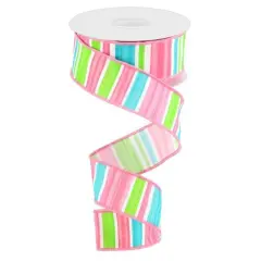 1.5" Multi Width Horizontal Stripe Ribbon: Pink (10 Yards)