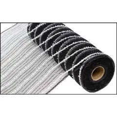 10.25" Metallic Cotton Drift Mesh Ribbon: Black (10 Yards)