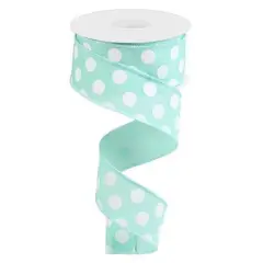 1.5" Medium Polka Dot Ribbon: Mint Green (10 Yards)