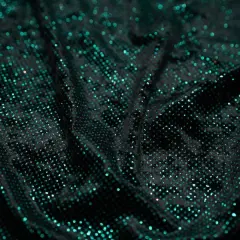 Vivian Glitter Printed Stretch Velvet Fabric Black/Green