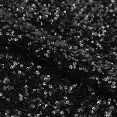Sanibel Seashell Stretch Velvet Sequin Fabric Black/Black