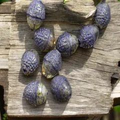 *8* 10x12mm Purple Washed Crystal Picasso Acorn Oval Beads