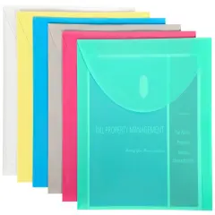 C-Line Poly Envelopes with Hook & Loop Closure, Letter Size, Assorted Colors, Pack of 36