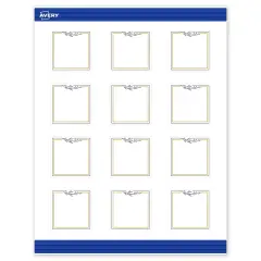 Avery Printable Square Cards, Gold & Navy Border with Florals, 2" x 2", Matte White Square Cards, Laser/Inkjet, 120ct, Great for Business Cards