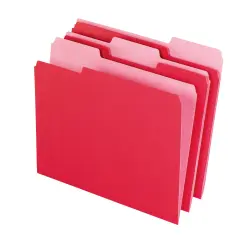 School Smart Colored File Folders Two-Tone, Letter Size, 1/3 Cut Tabs, Red, Pack of 100