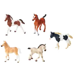 Simba Toys: Foals Set &ndash; 5 Detailed Horse Figurines, 3" Toy Animal Miniatures, Various Colors & Breeds, Collectible Figures, Nature World, Kids 3+