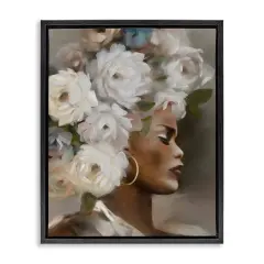 Stupell Industries Woman with Floral Headdress Floater Framed Canvas Wall Art Design by Carol Robinson