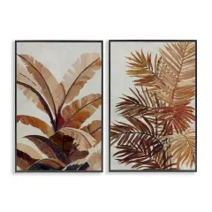 Stupell Industries Brown Tropical Palm Plants 2pc Framed Giclee Wall Art Set Design by Jacob Q