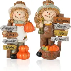 2-Pack Thanksgiving Scarecrow Figurines