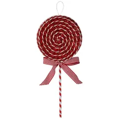 14" Glitter Lollipop Bow Pick: Red & White
