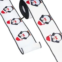 4" Penguin Christmas Ribbon: White (10 Yards)