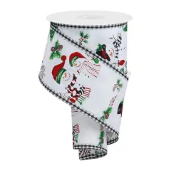 2.5" Snowman Ornaments Gingham Ribbon: White (10 Yards)