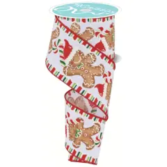 2.5" Gingerbread Santa Hat Ribbon: White (10 Yards)