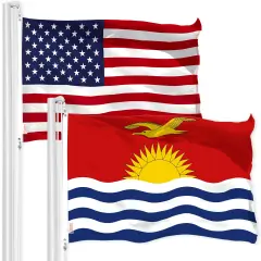 G128 Combo Pack: American USA Flag 3x5 Ft & Kiribati I-Kiribati Flag 3x5 Ft | Both LiteWeave Pro Series Printed 150D Polyester, Brass Grommets