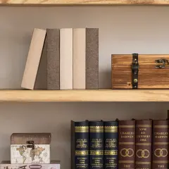 Vintiquewise 8" Classic Linen-Covered MDF Book Box Vintage-Style Decorative Storage Case for Keepsakes Jewelry Trinkets & Documents Elegant Home Decor Accent for Shelves Desks or Coffee Tables Gray