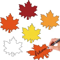 45Pcs Fall Leaf Cutouts Maple Leaves -Orange,red,white,yellow