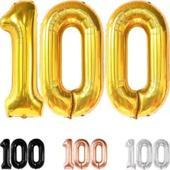 Large Gold Number 100 Balloon - 40 Inch
