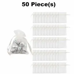 Bulk 50 Pc. Mini Organza Drawstring Treat Bags Ivory