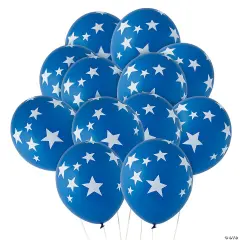 Stars 11" Latex Balloons 24 Pc Blue/White