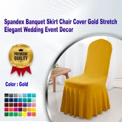 Spandex Banquet Skirt Chair Cover Gold Stretch Elegant Wedding Event Decor