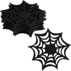 10 Pack Halloween Drink Coasters Black Spider Web Coaster Spooky 4.3 x 4.3 Inch