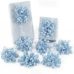 Blue Bows for Gift Wrapping Dusty Blue Plaid Ribbon Bow Self Adhesive Curly Gift Bows for Presents, Treat Bags, Bridal Shower Favors, Wrapping Accessories -5 inch x 8 Counts