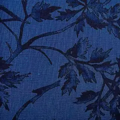 1 Yard Indigo Pure Linen Grape Vines Print Fabric Midweight Printed 58 Inch Width