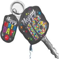 Sweet 16 Birthday Car Keys Shaped 38" Mylar Balloon