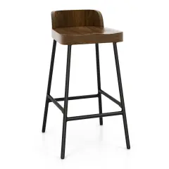 Costway Industrial Bar Stool 24.5" Saddle Seat Kitchen Dining Stool with Low Back