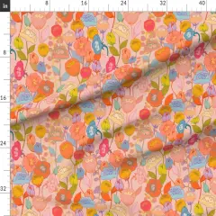 Various Fabrics by the Yard or Fat Quarter Surreal Floral Maximalist Psychedelic Fantasy Magical Flowers With Faces Bright Pastel Custom Printed Fabric by Spoonflower