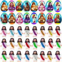 24 Pcs Prefilled Easter Eggs with Mini Jesus Figurines Resin Toys Inside Great