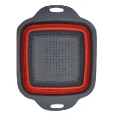 Space Saving Collapsible Silicone Kitchen Colander Food Strainer Red
