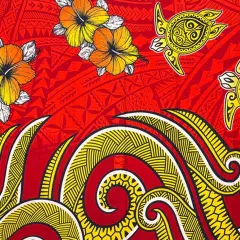 Hibiscus Turtles Waves Polyester Sarong 72" L x 45" W Red