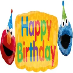 42" Sesame Street Birthday Banner Foil Mylar Balloon, Multicolor