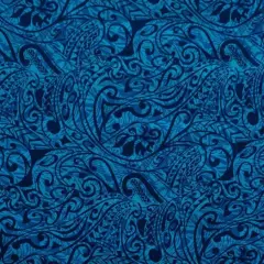 1 Yard Polynesian Tribal Stems & Leaves Cotton Light Barkcloth Fabric 36in L x 45in W Royal/Navy