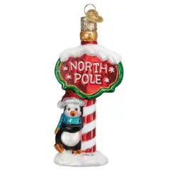 Old World Christmas 4.5 Inch North Pole Tree Ornament , Penguin Snow Ornament Multicolored
