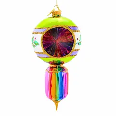 Huras Family 7.0 Inch Jolly Holly Joy Christmas Ball Ornament , Christmas Decor Merry & Bright Fluted Reflector Drop Multicolored
