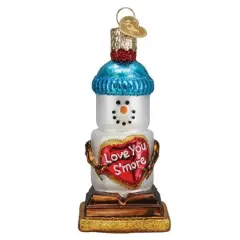 Old World Christmas 3.75 In Love You S'more Snowman Tree Ornament , Ornament Marshmallow Heart Multicolored
