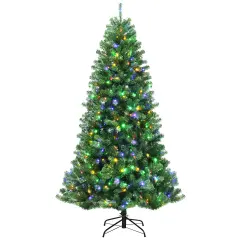 Costway 6/7/8 ft Pre-lit Hinged Christmas Tree with Remote Control & 9 Lighting Modes