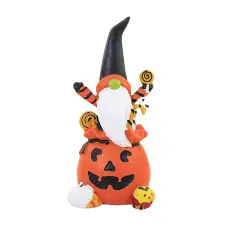 C & F 6.75 In Trick Or Treat Gnome Figurine Halloween Figurine , Lightweight Halloween Decor Candy Pumpkin Jack-O-Lantern Orange