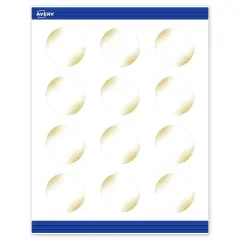 Avery Printable Round Business Cards with Sure Feed Technology, Pre-Printed Gold Blush Pattern, Matte White, 2" Diameter, Laser & Inkjet Compatible, 120 Total