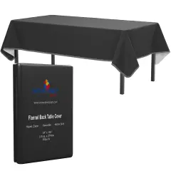 Exquisite Vinyl Tablecloth &ndash; 54" x 108" &ndash; Pack of 1 &ndash; Rectangular Plastic Table Cover with Flannel Backing &ndash; Reusable & Waterproof Tablecloth for Events and Parties Black
